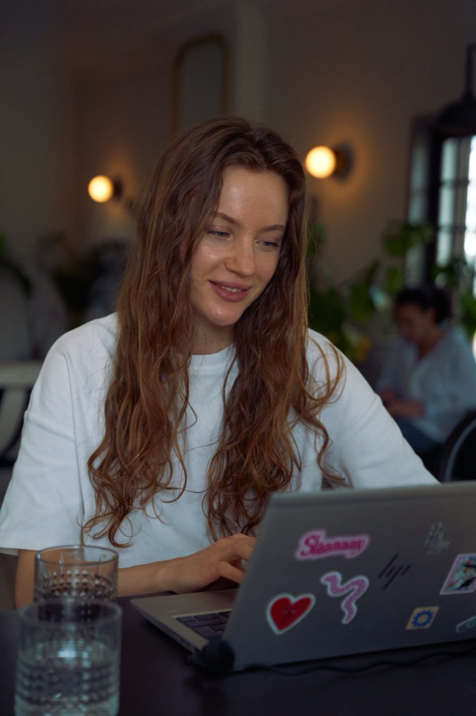 Someone working from one of the quieter rooms in the house